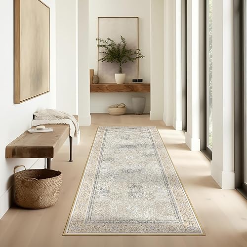 Miniatura 245 de Ashler - Alfombras bohemias vintage de 5 x 8 pies para sala de estar, lavables a máquina con parte trasera antideslizante, alfombra para interiores