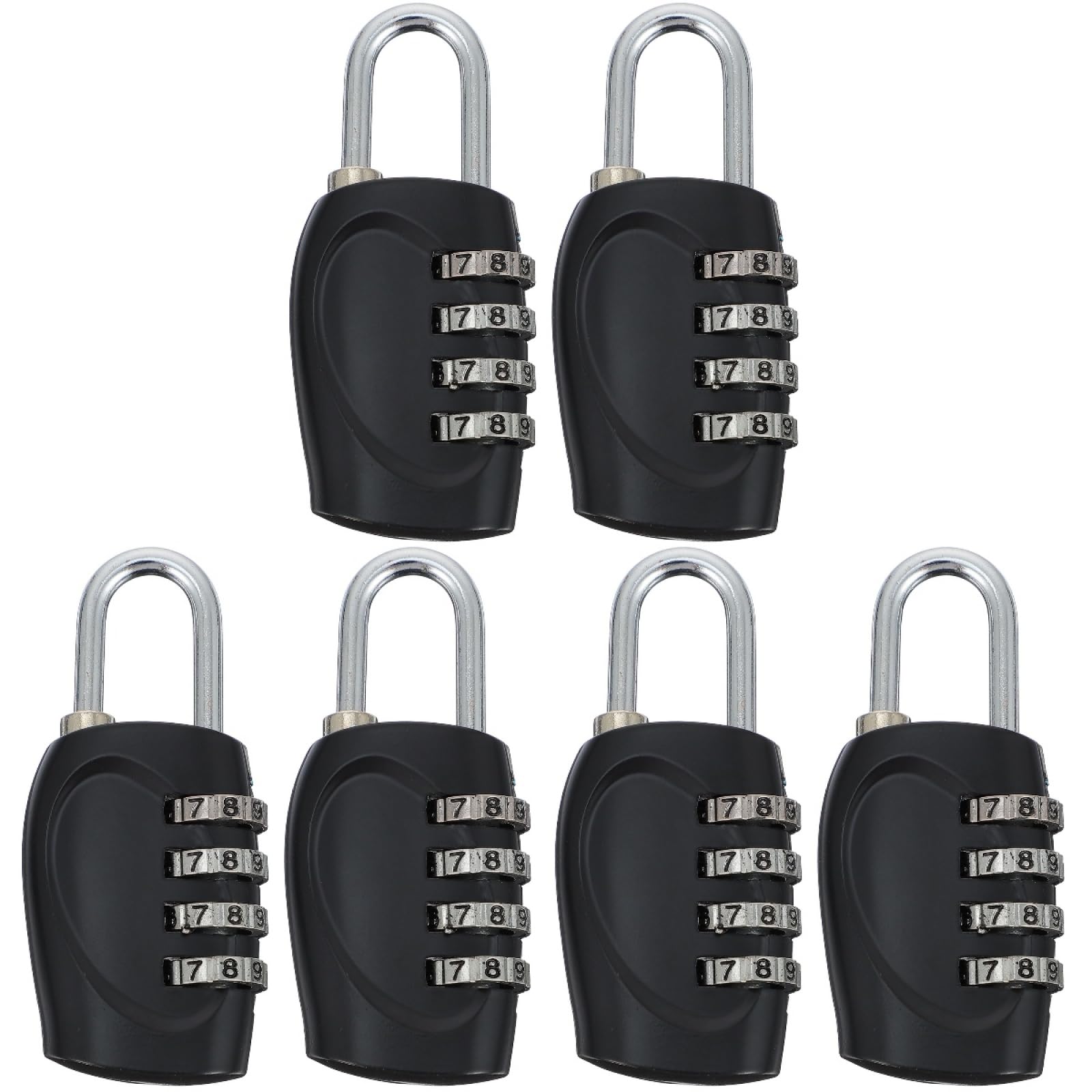 Lot de 6 cadenas à combinaison à 4 chiffres pour l'extérieur, serrure de porte, serrure de valise, serrure de voyage pour l'école, la gym, le sport, casier, clôture, boîte à outils, étui, moraillon de