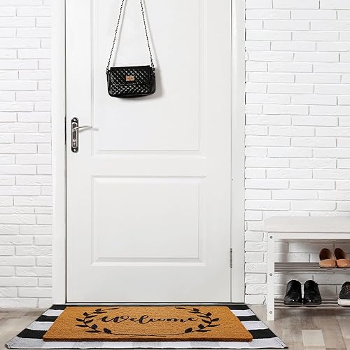 Miniatura 7 de Tapete de 2 piezas de búfalo para puerta de exterior, tapete de fibra de coco de bienvenida, antideslizante, decoración de porche, alfombra de