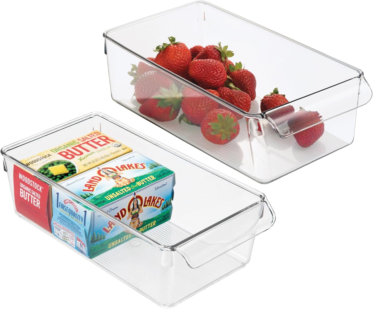 Clear Fridge Storage Bins with Handles – Meat & Cheese Organizer Set of 2 Clear Fridge Storage Bins with Handles – Meat & Cheese Organizer Set of 2