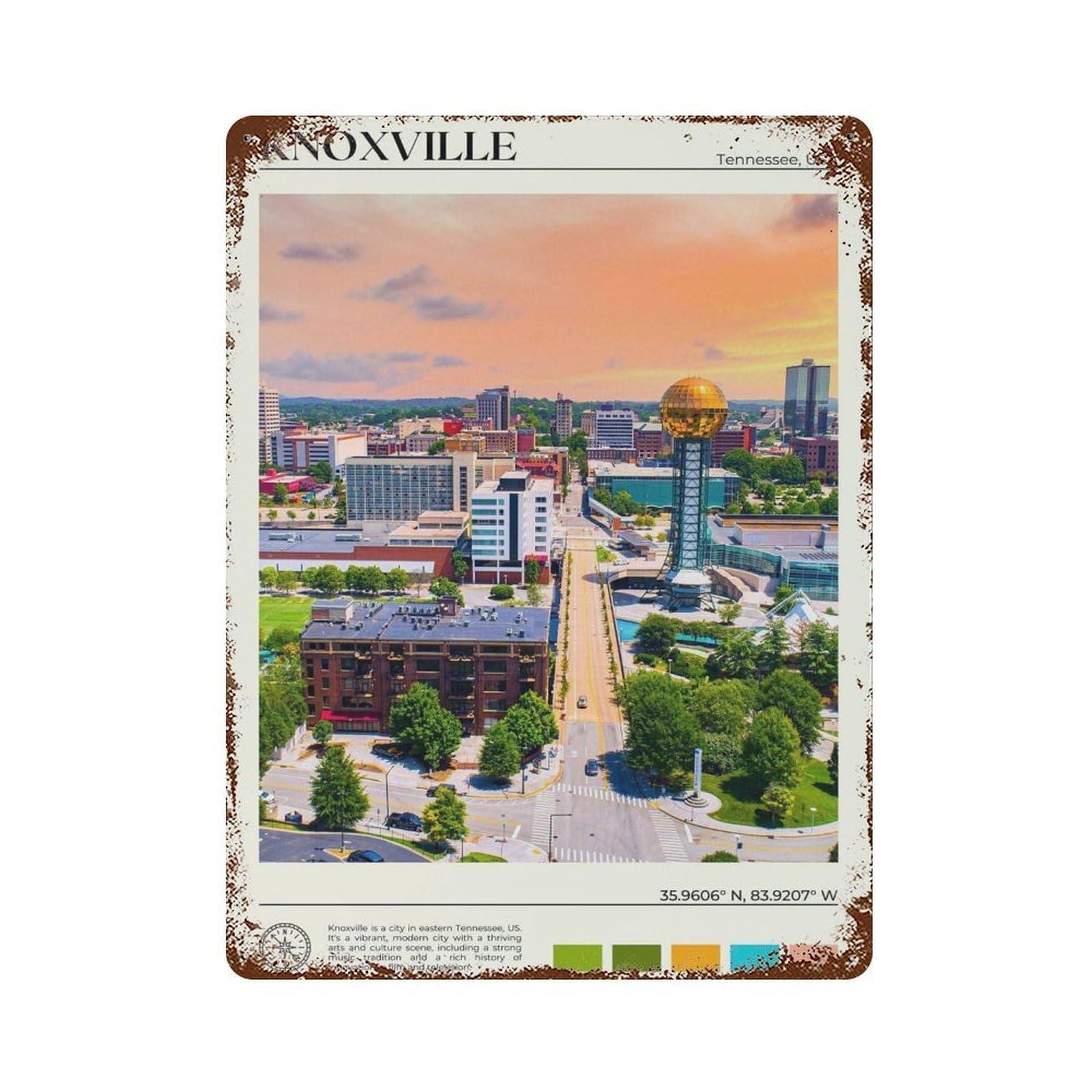 xiaoxiaoshen Real Photo Knoxville Decor Wall Decor Art Metal Tin Poster Modern Home Decor Art Home Bar Shop Decorations Vintage Sign 40x30cm