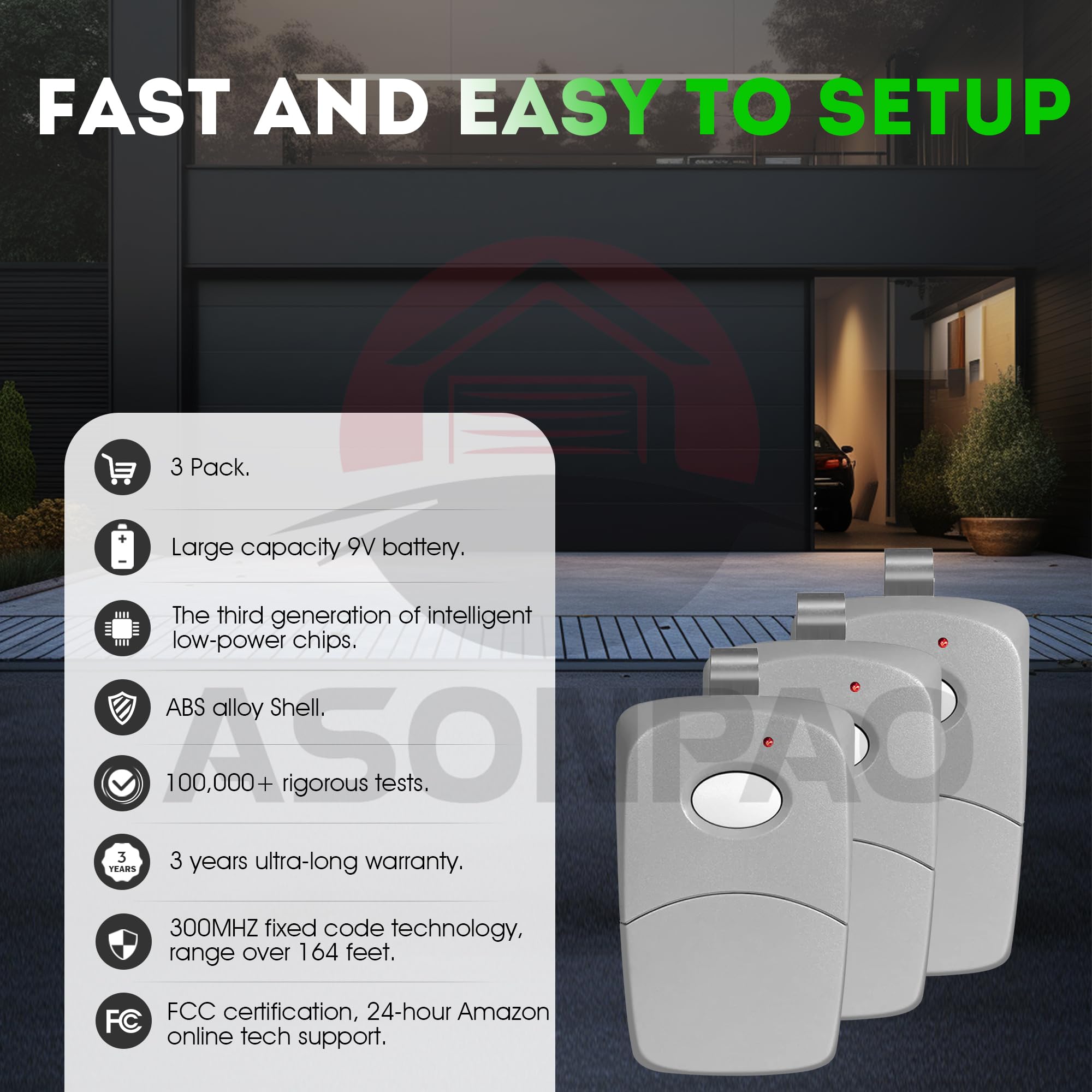 2-Pack Multi Code Gate Opener Remote 3089 MCS308911 Replacement - 3 Year Warranty