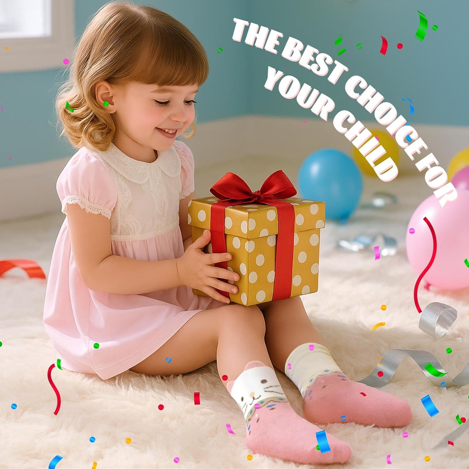 Hellomamma Girls Toddler Cotton Crew Socks Kids Novelty Animal Soft Funny Fashion Casual Breathable Childs Socks 5 Pairs - Image 5