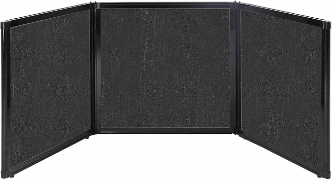 Versare Folding Tabletop Display | 3-Panel Partition | Lightweight Portable Workspace Divider | Black 78 x 24