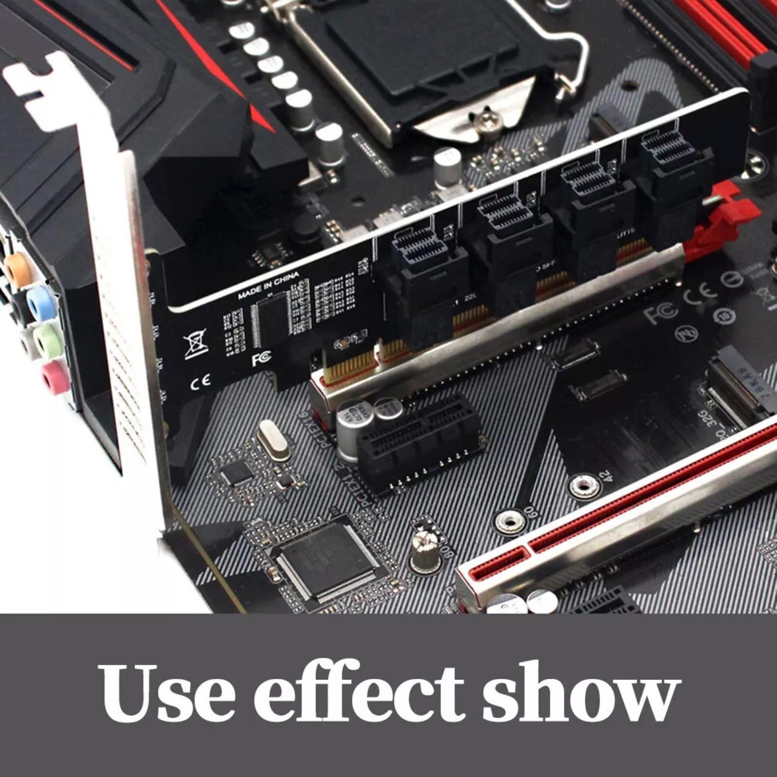 PCIE X16 to 4 Port U.2 NVME SFF-8643 SFF-8639 Expansion Card Accessory