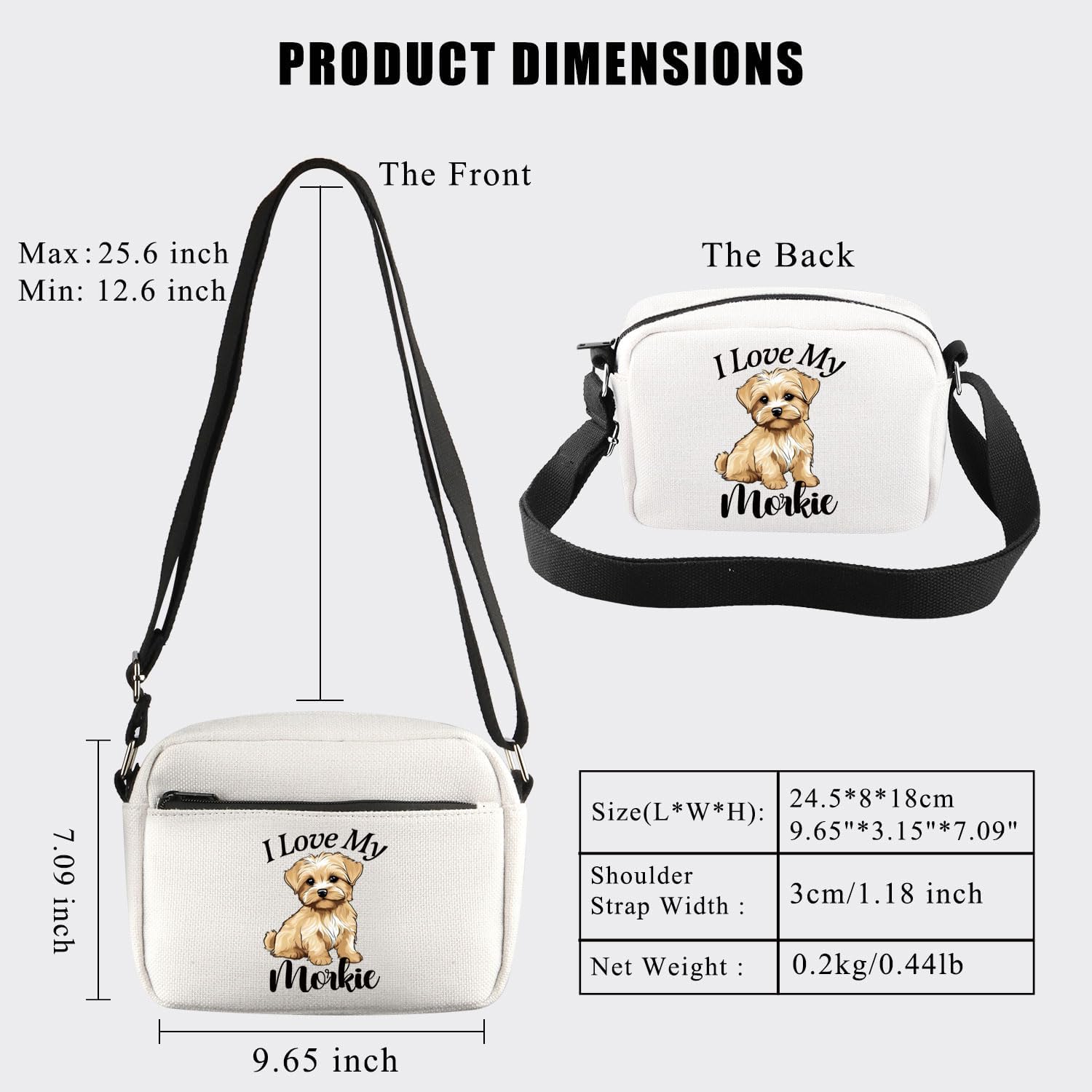 BDPWSS Morkie Gifts Dog Owner Gifts I Love My Morkie Crossbody Bag Dog Mom Shoulder Bag Dogs Themed Gift Pet Lover Gift