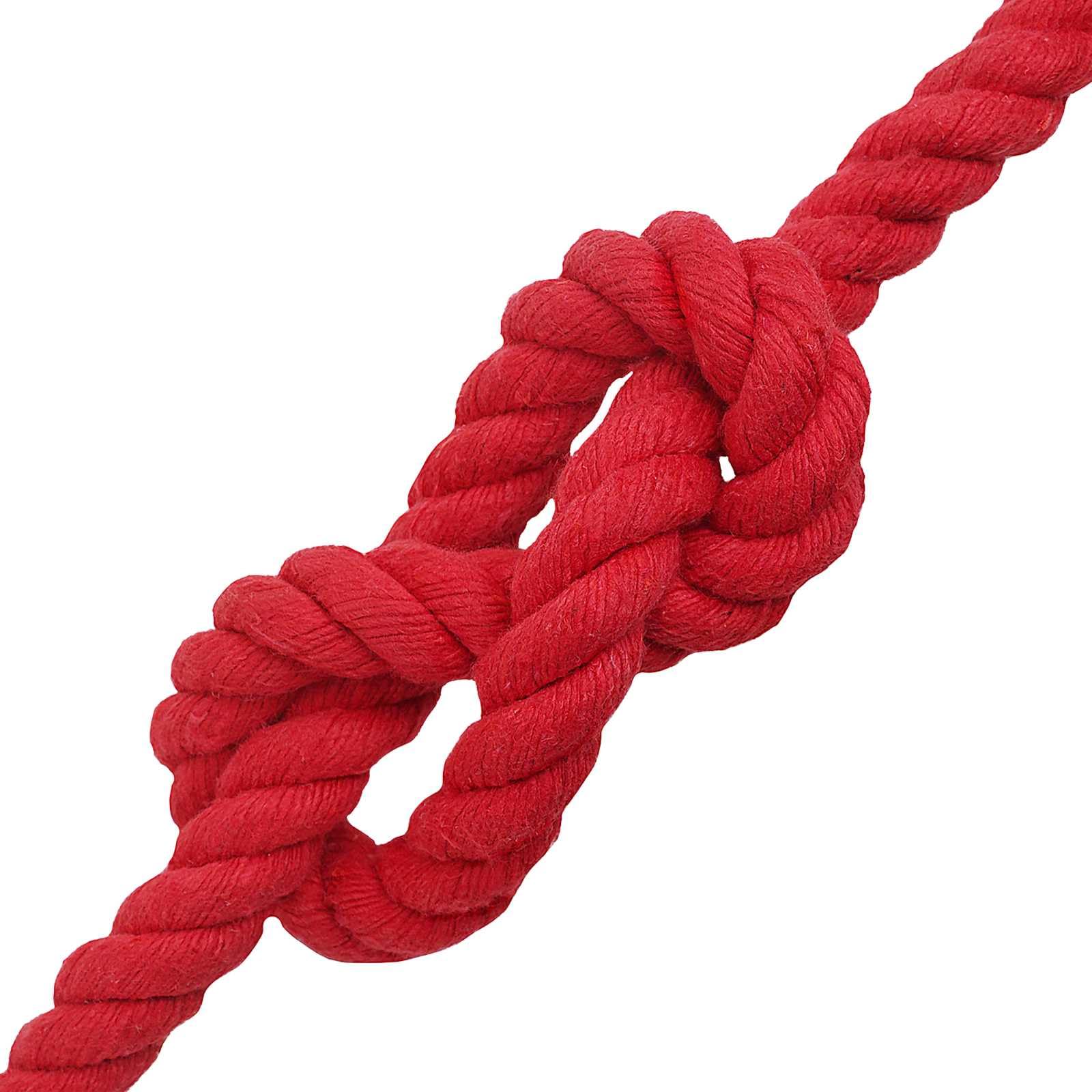 Cuerda de algodón rojo 2 x 2 cm, 100 metros, 3 capas para manualidades y jardín, cuerda resistente para exteriores, bricolaje, colgar, amarre, seguridad y decoración