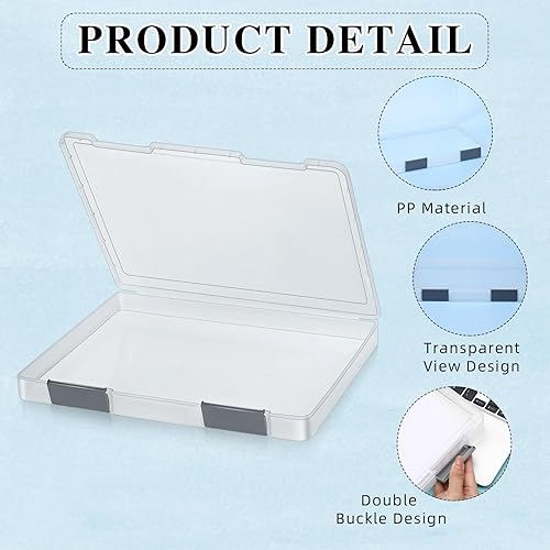 Vista 33 de PerKoop 6 cajas de almacenamiento de papel transparente A4, caja de plástico para archivos, organizador de documentos, tablero de almacenamiento