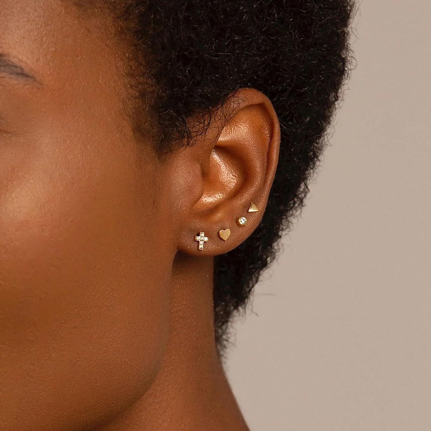 Stud Earrings for Women, Dainty Earring Stacks 14K Gold Plated Cute Gold Studs Earrings for Women Trendy Hypoallergenic Small Cross Pearl Cartilage Earrings Set Fashion Gold Jewelry - Image 5