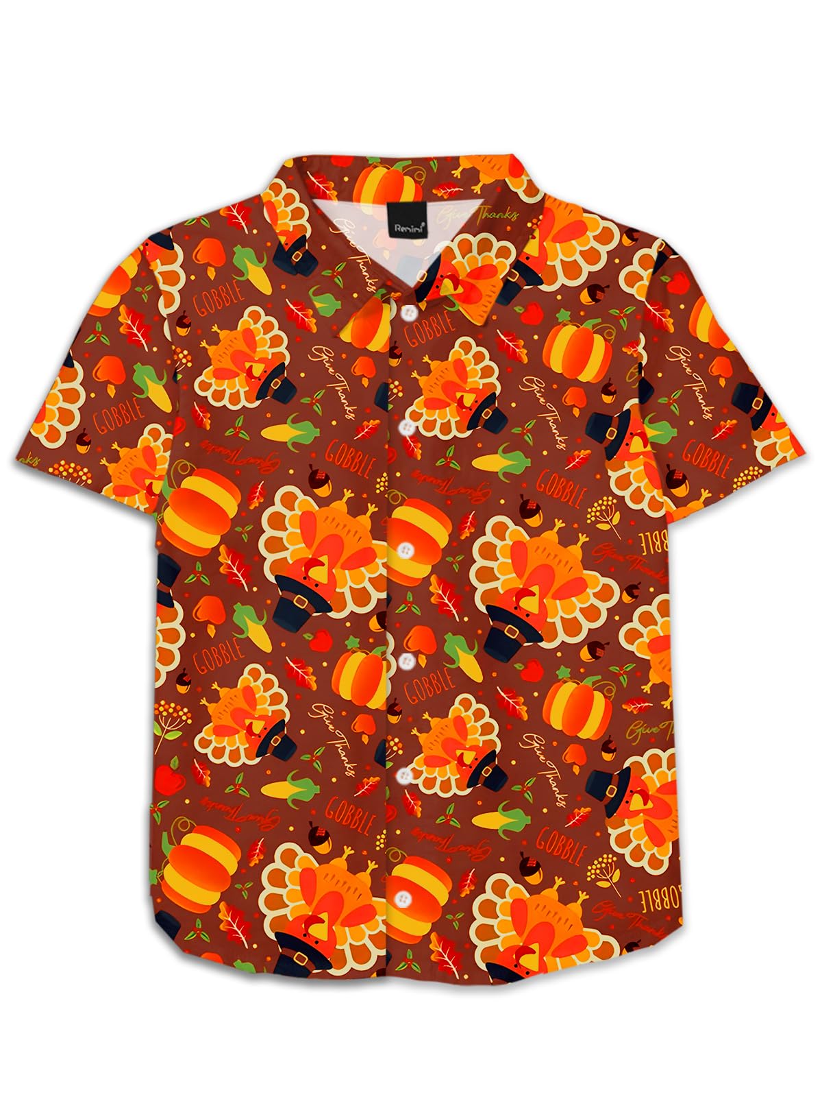 Remimi Unisex Kids Halloween Shirt Boys Pumpkin Ghost Shirts Hawaii Button Up Tops 5-14 Years