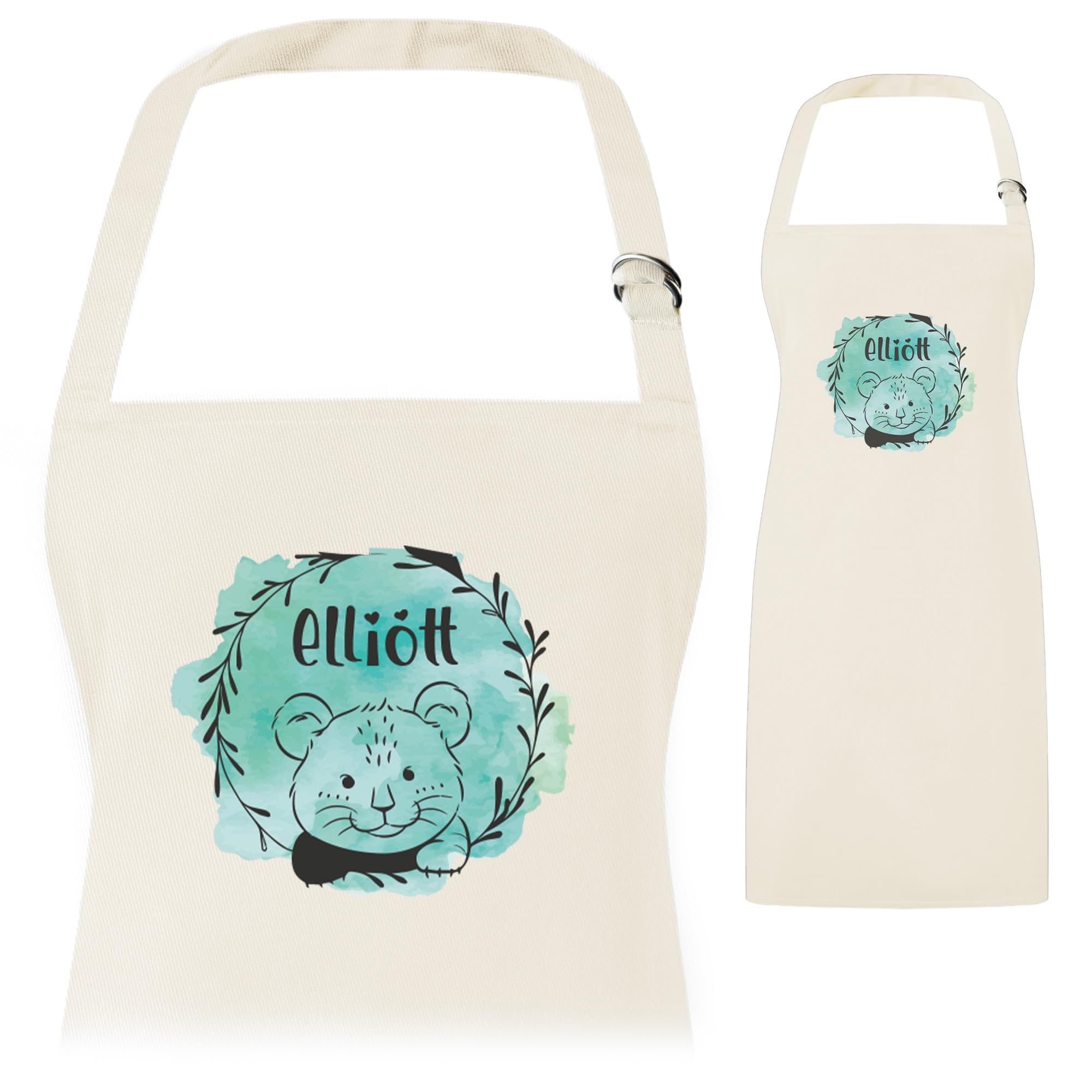 A1 Graphics Ltd Personalised Kids Apron Matching Adult Chef Name Parent Child Custom Name for Cooking Baking at Home Father Son Mother Daughter Design 3 (Blue, Adult)