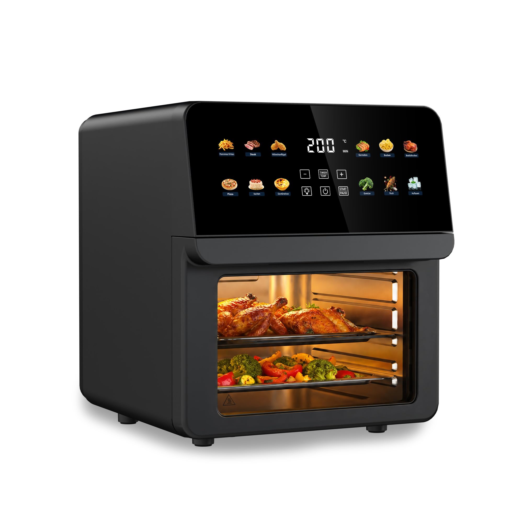 Freidora de aire caliente y mini horno 12 en 1, 1700 W, digital