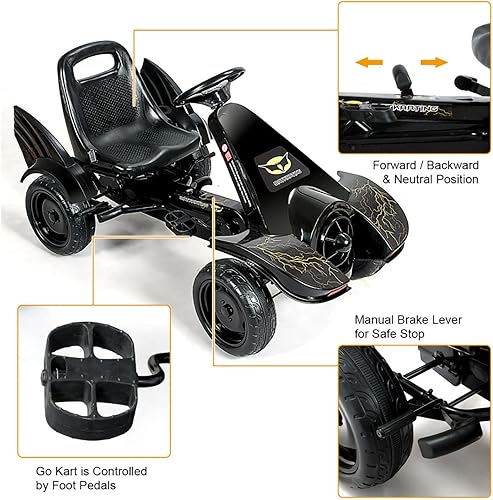 Miniatura 6 de Pedal Go Kart para niños coches de paseo con pedal con asiento ajustable pedal de pie vehículo de pedal de 4 ruedas para niños carrito de paseo para