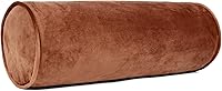 Sherry Kline Plush Velvet Neck Bolster Pillows Set of 2 Brown - Cylinder Throw Pillows for Couch Bed Neck Back Support