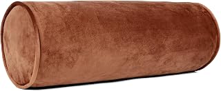 Sherry Kline Plush Velvet Neck Bolster Pillows Set of 2 Brown - Cylinder Throw Pillows for Couch Bed Neck Back Support