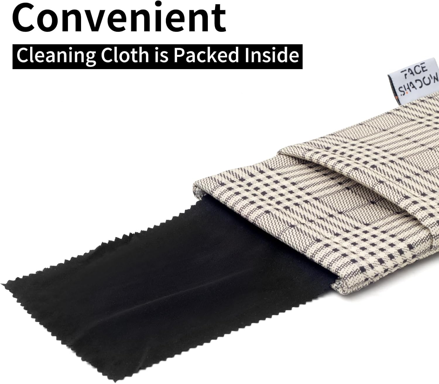 Face Shadow Large Double Eyeglasses Case Squeeze Top Soft Glasses Pouch Microfiber Cell Phone Purse for Women - Image 4