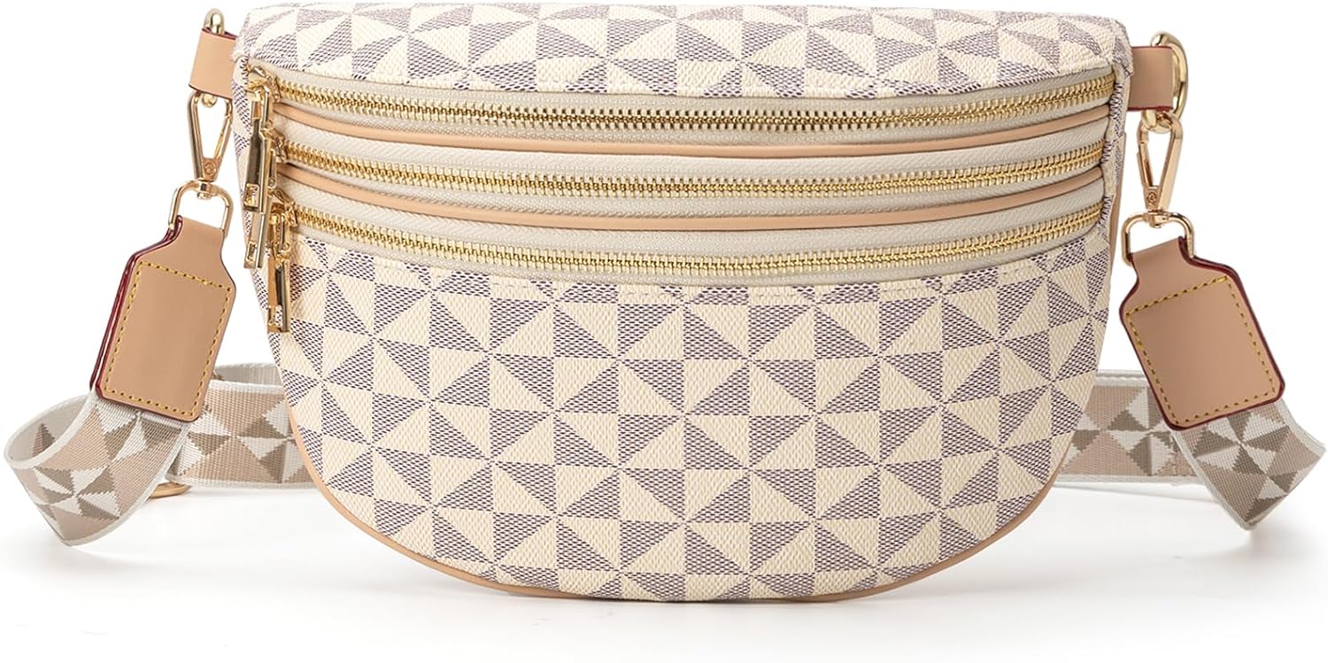 Crossbody Sling Bag for Women & Men – Trendy Checkered Fanny Pack – Waist Bag for Travel, Festival & Daily Commute | Lightweight, for Travel, Adjustable Strap, Hidden Pocket