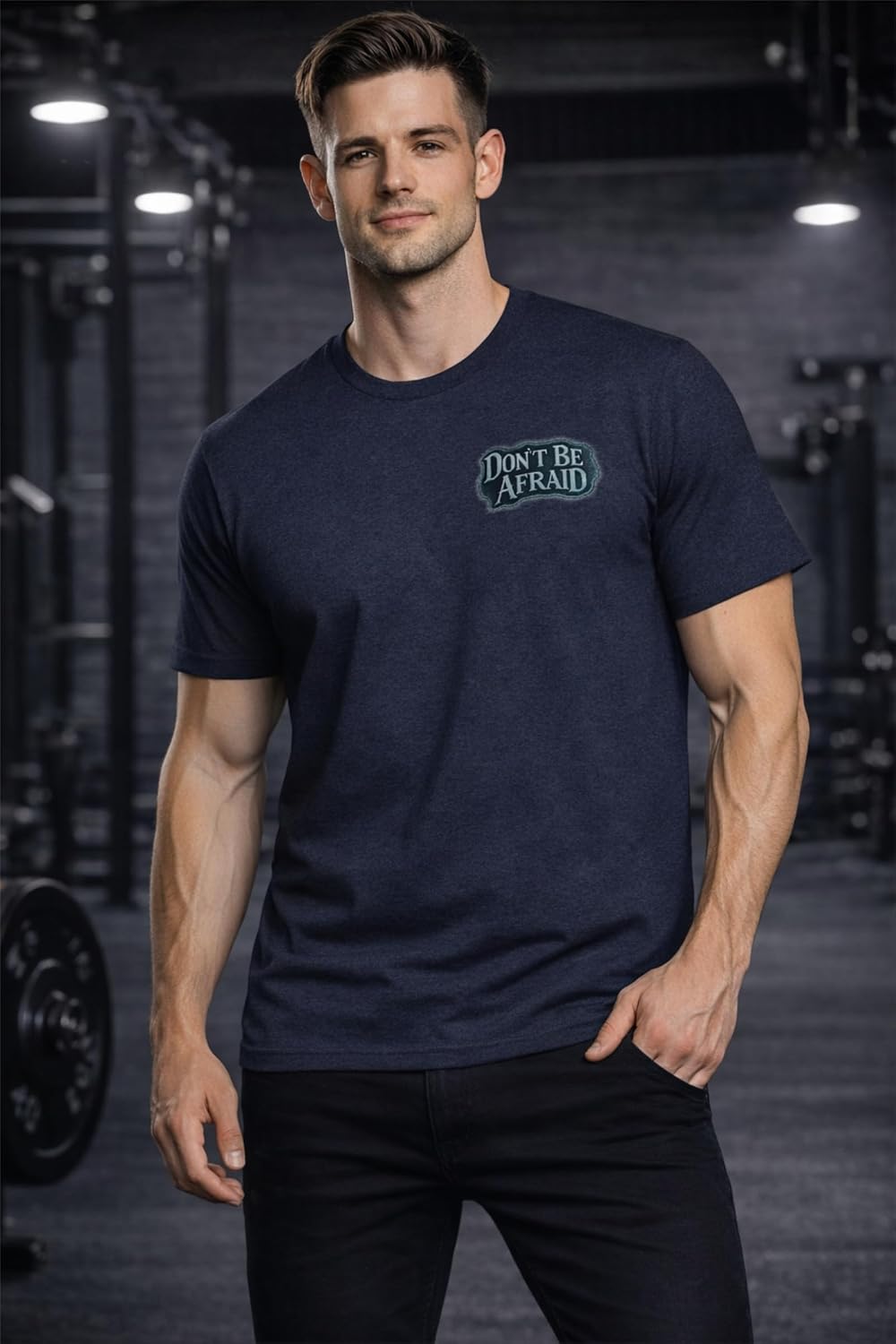 Don’t Be Afraid Shirt – Dark Motivation Fitness T-Shirt – Become Who You are in The Dark Gym Tee – Workout Shirt Front & Back