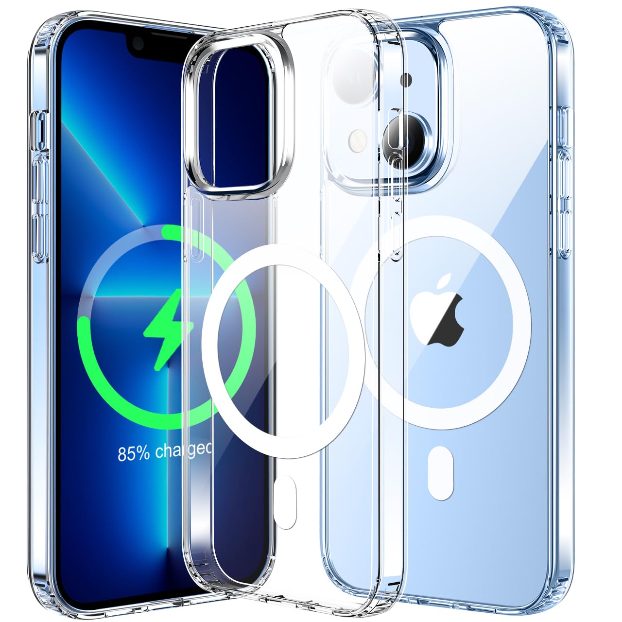 tigratigro Cover Magnetica per iPhone 13 mini, Compatibile con MagSafe Ricarica Wireless, Anti Ingiallimento, Antiurto di Grado Militare, Custodia magnetica, Retro Antigraffio Trasparente