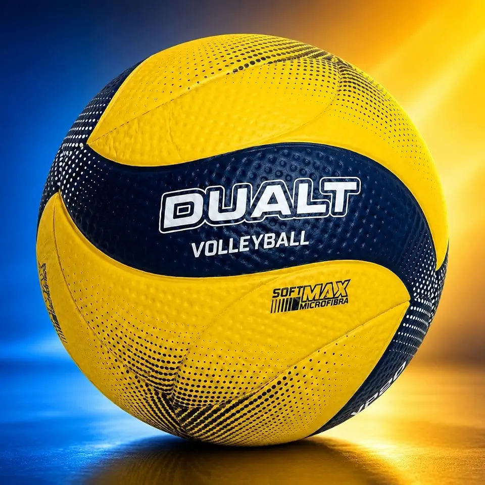 Bola de Vôlei Dualt VP200 Oficial Texturizada Amarela Azul Quadra Praia