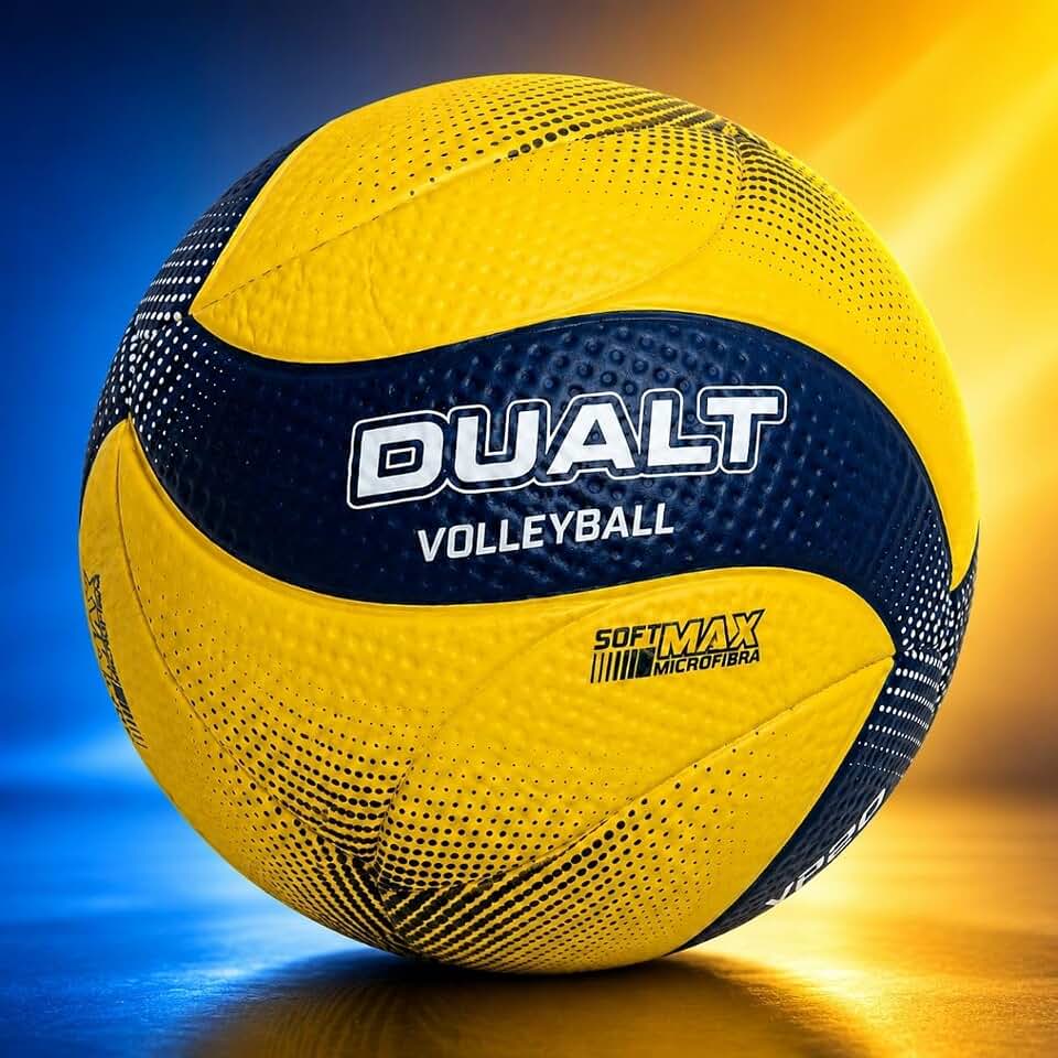 Bola de Vôlei Dualt VP200 Oficial Texturizada Amarela Azul Quadra Praia