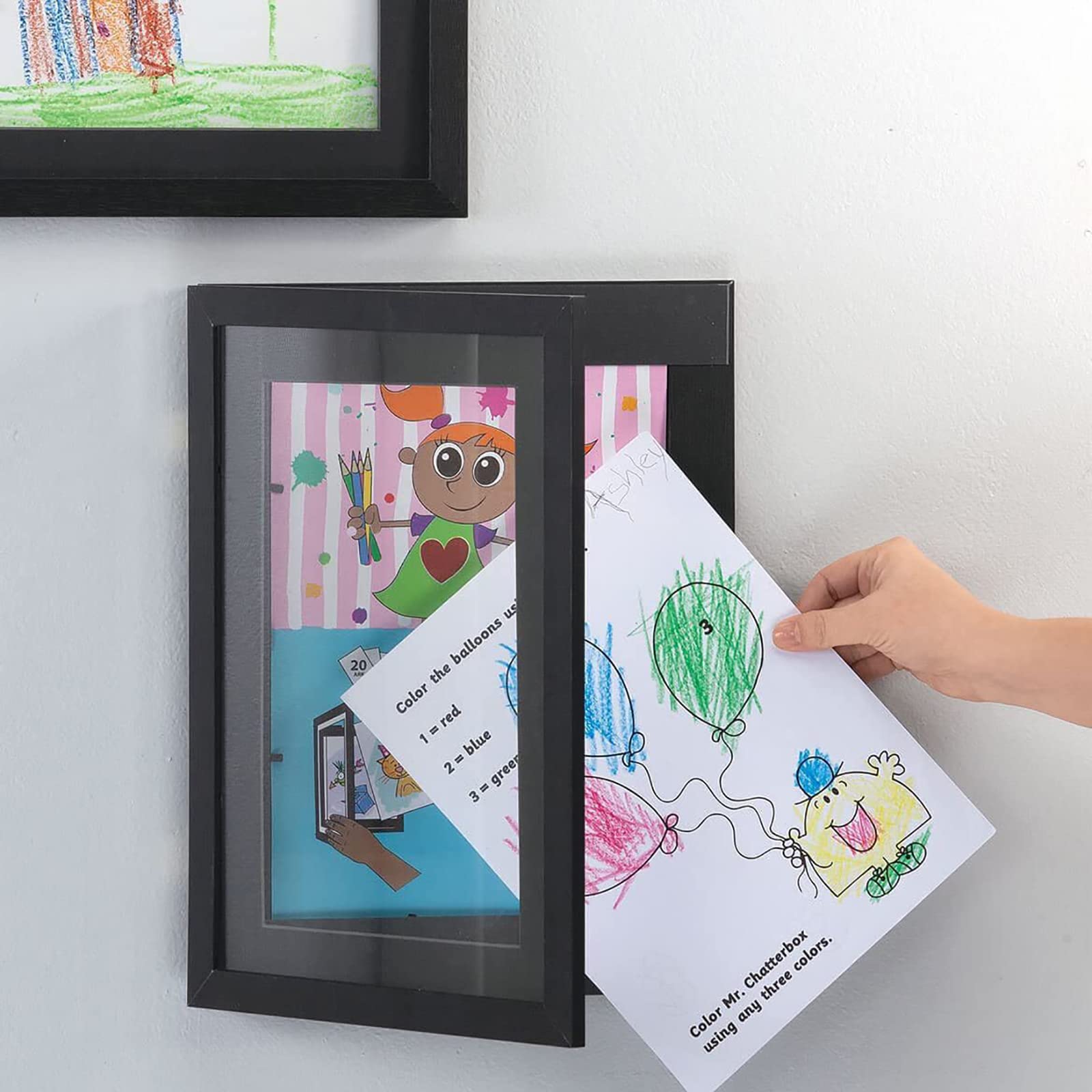 Cadre Photo A4, Cadre Pliant pour Dessins Acrylique Pliable à Remplir, pour Afficher ou Suspendre les Oeuvres d'Art de Vos Enfants 1 pièce, noir