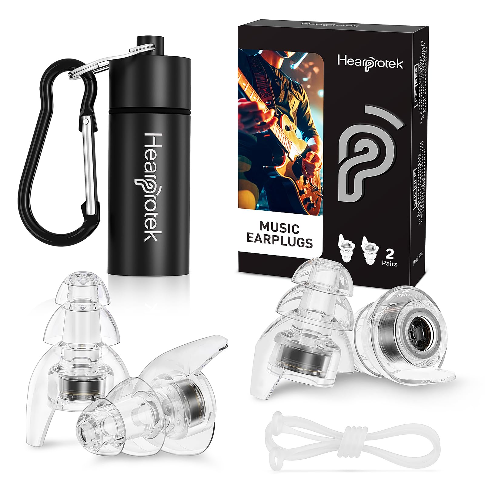 Hearprotek 2 Pairs High Fidelity Concert Ear Plugs, Noise Reduction Music Hearing Protection for Musicians, Festival, DJ’s, Nightclub, Concerts, Drummers, Party, Motorcyclists (23db)