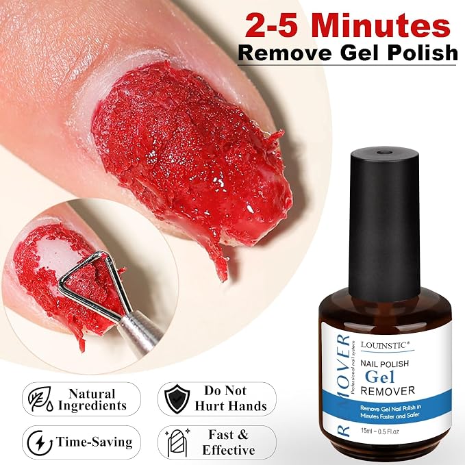 LOUINSTIC 3-in-1 Gel Nail Remover Kit – Gel Nail Polish Remover, Liquid Latex Peel-Off Tape, Cuticle Oil for Nails & Manicure Tools – Acetone-Free, Low Odor, Removes Gel en 2–5 Min, Sin Foil miniatura 2