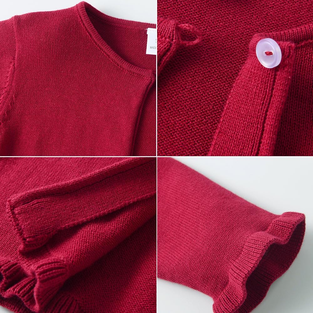 Vivobiniya Kid Girls Long Sleeve Bolero Shrug Baby Girl Knit Single-Button Cardigan Layering Over Dresses