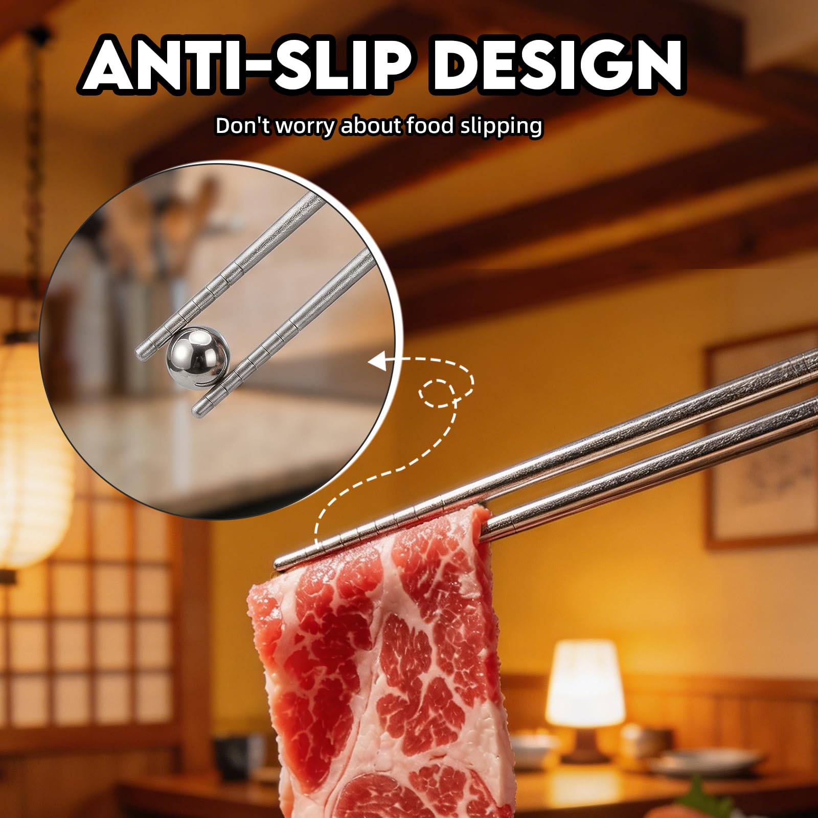 Pure Titanium Chopsticks 1 Pair, Reusable Lightweight Hollow Core, No Metallic Taste, Dishwasher Safe, Anti-Slip Texture - BPA Free Non-Toxic Healthy Eating Utensils — Amazon image 8