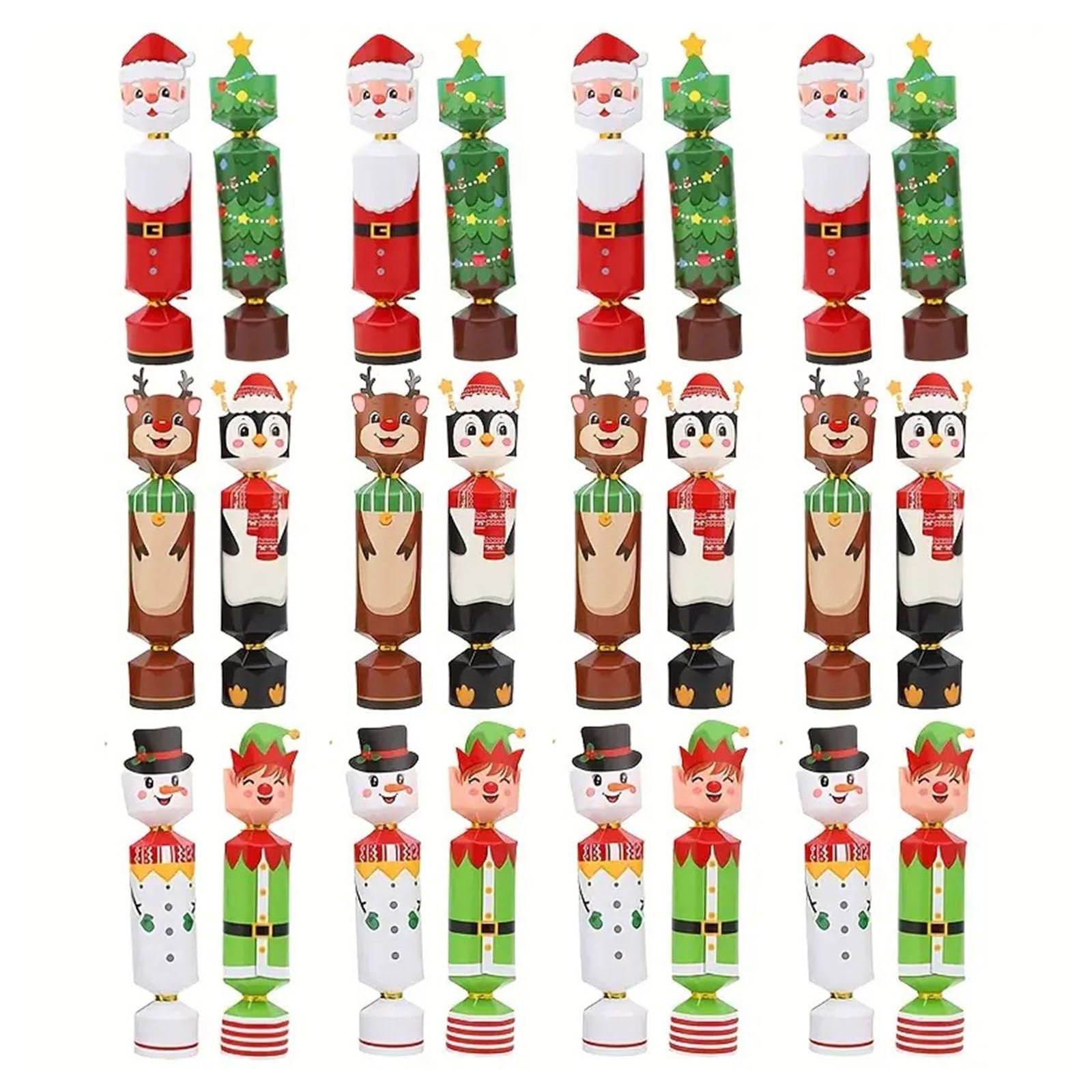Tsophreniq Seasonal Cartoon Print Candy Packaging Set Foldable Food Safe Paper Box for Holiday Gatherings School Parties Home Use Portable Packaging