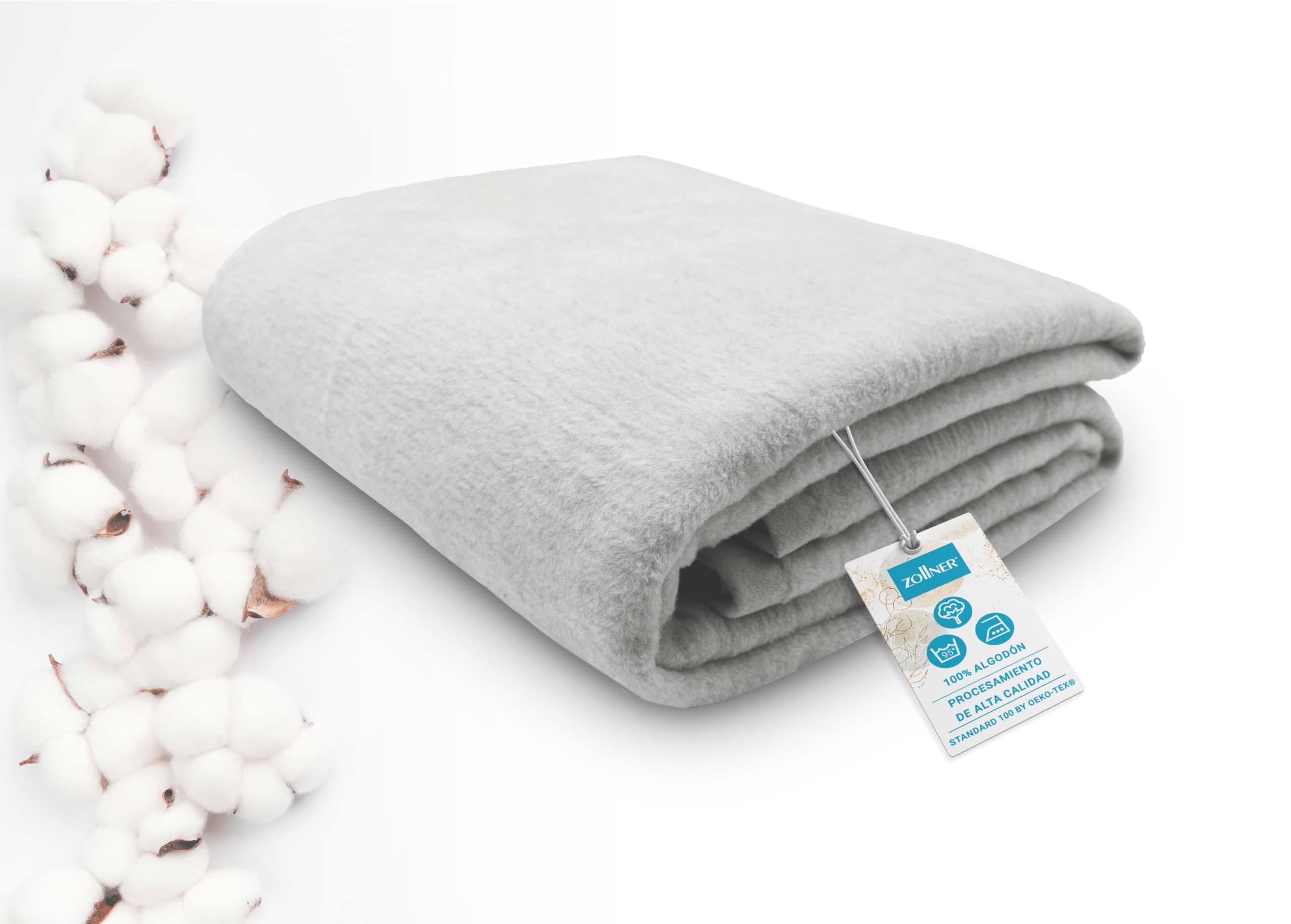 ZOLLNER Manta Grande para Cama y sofá, 150x200 cm, 60% algodón, Gris Claro OEKO-TEX STANDARD 100