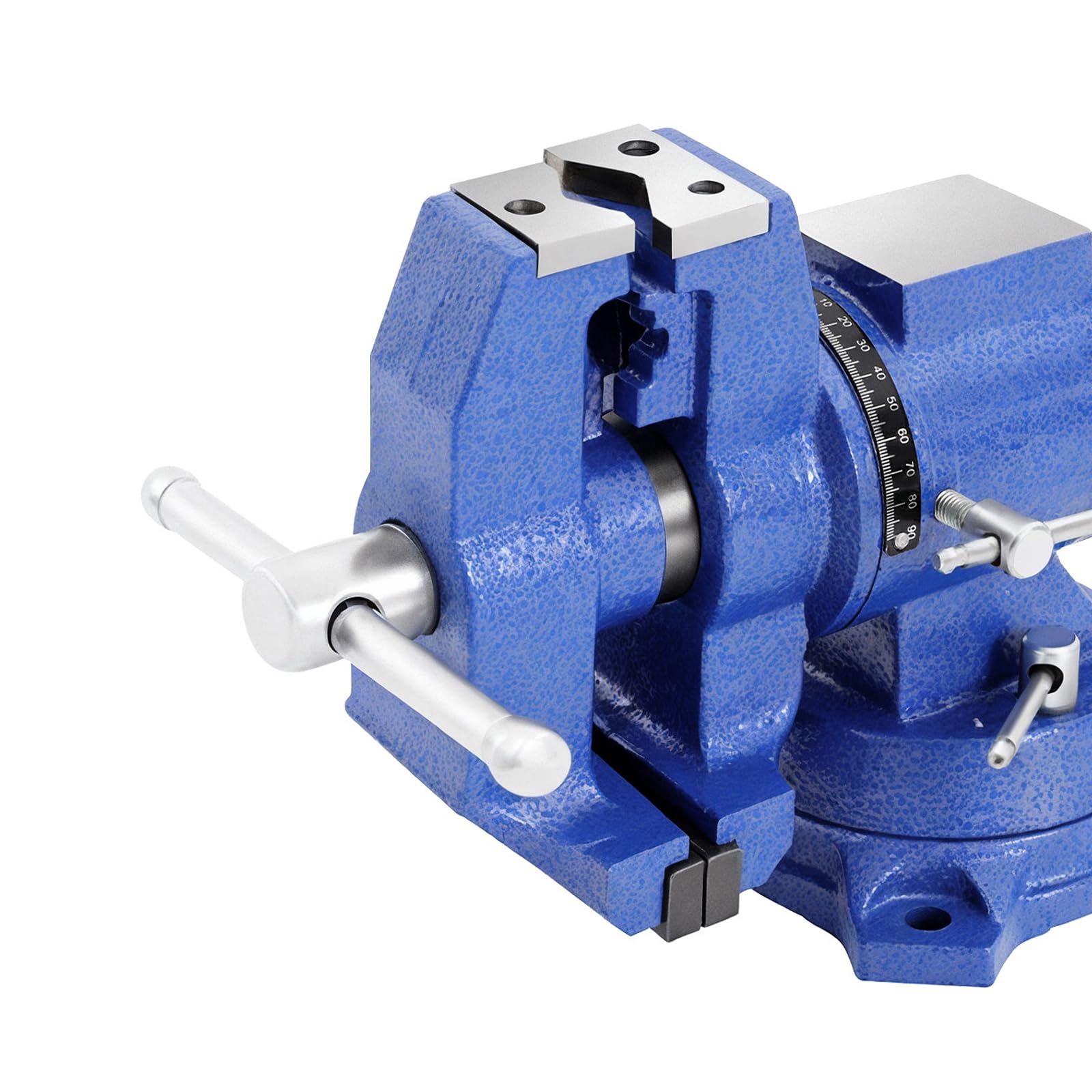 Schraubstock 4" 100MM, Sphäroguss Blau Stahlbacken Drehbar 360° Zweiachsig Tischschraubstock Mehrzweck Professionelle Drehbacken Parallelzange für Tischlerei Handwerk Elektronik Schweißen