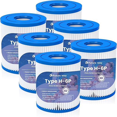 Future Way Paquete de 6 cartuchos de filtro de piscina tipo H de repuesto para bomba de filtro Intex 330 GPH para piscinas sobre el suelo