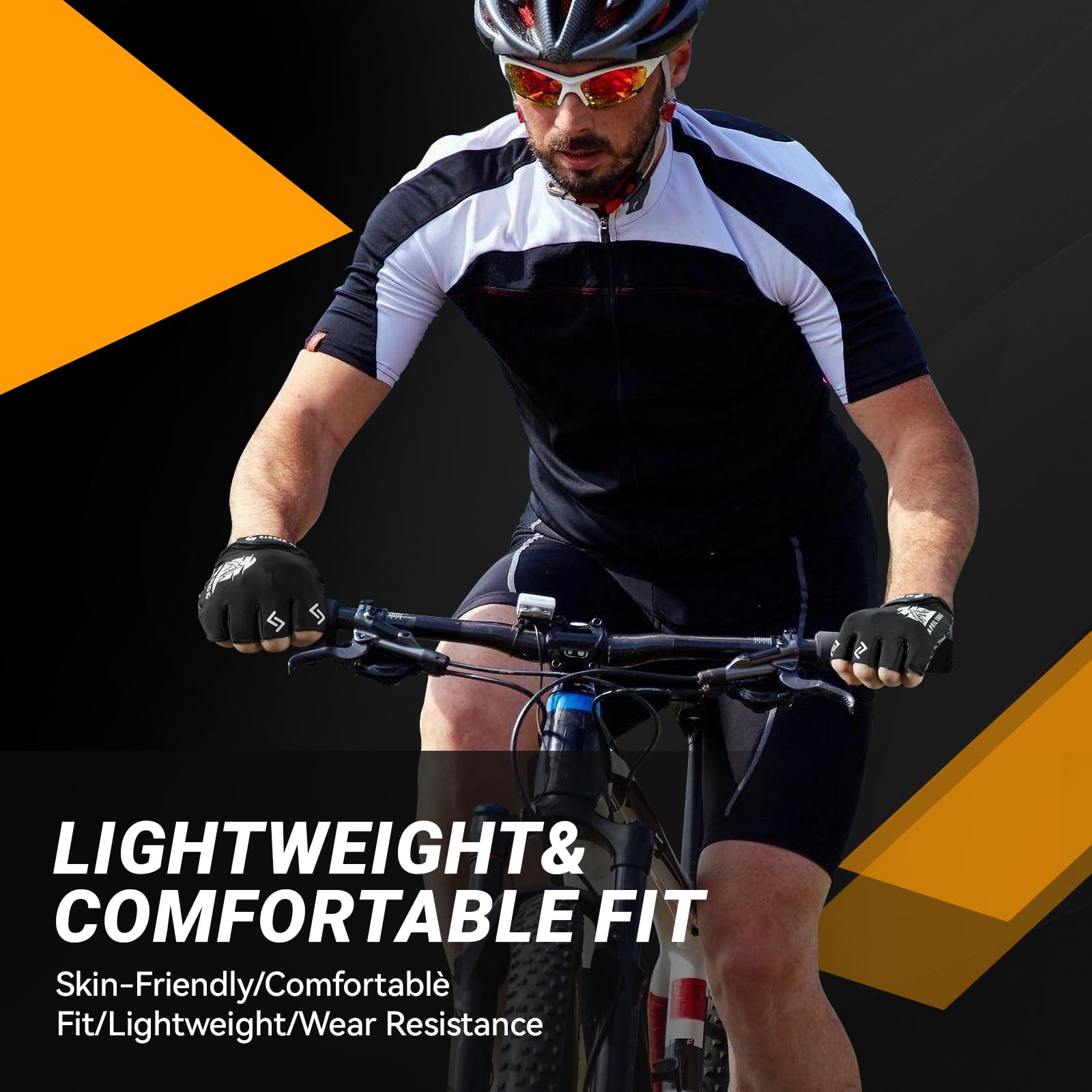 Guantes deportivos de ciclismo para bicicleta: guantes de bicicleta de medio dedo para hombres y mujeres con almohadilla de gel de 5 mm, guantes de entrenamiento antideslizantes para
