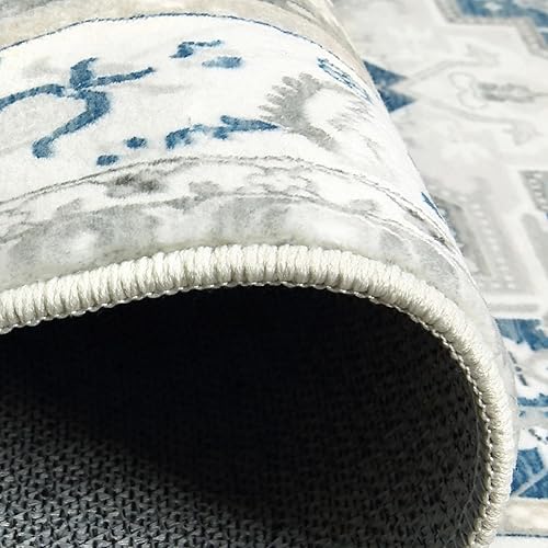 Miniatura 63 de COZYLOOM Alfombra de área de 2 x 6 pies, tribal, envejecida, para entrada, medallón vintage, alfombra para interiores, alfombra de pelo bajo, suave