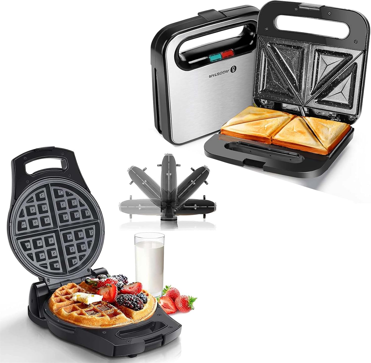 Belgian Waffle Maker and Sandwich Maker with Super Nonstick