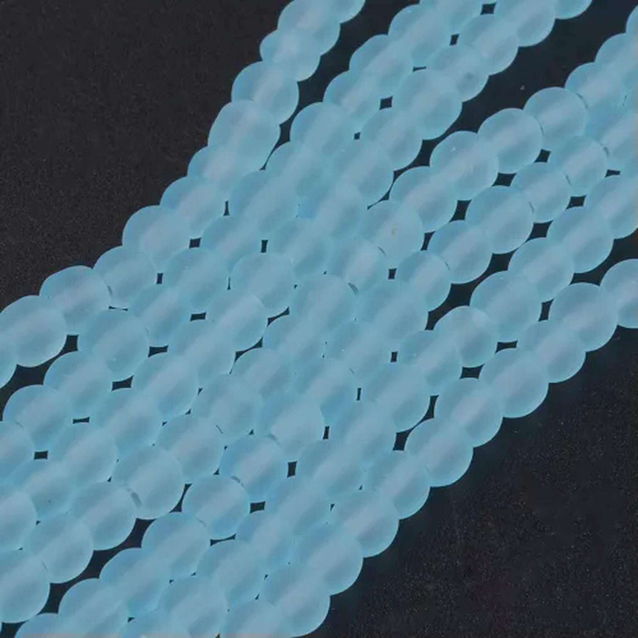 Lot de 20 Perles Rondes Transparentes givrées pour travaux manuels, 4 à 10 mm, Bleu Ciel Clair, 6 mm