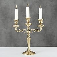 Vista 6 de Hamptons - Candelabro dorado de tres brazos, hecho a mano de aluminio, 10.25 pulgadas de alto, peso nulo
