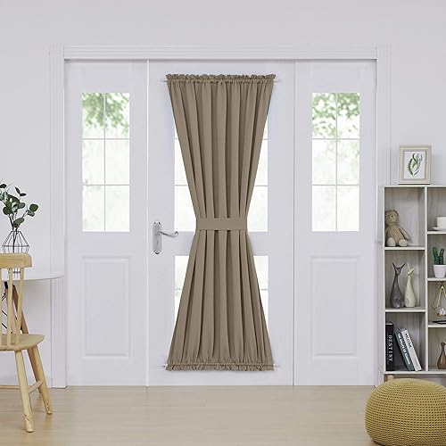 Miniatura 255 de Deconovo Cortina opaca de Navidad para puertas de vidrio y luces laterales, panel de privacidad con aislamiento térmico con doble bolsillo para