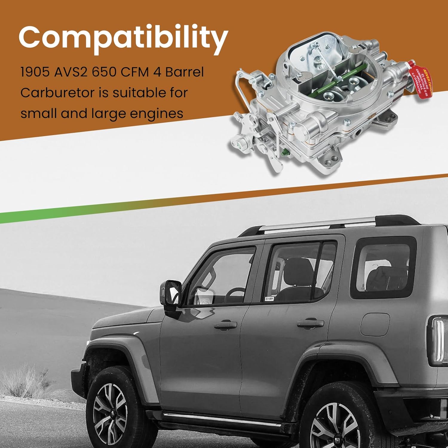 1905 Carburetor Replacement for AVS2 Series 650 CFM Square Bore 4 Barrel Manual Choke