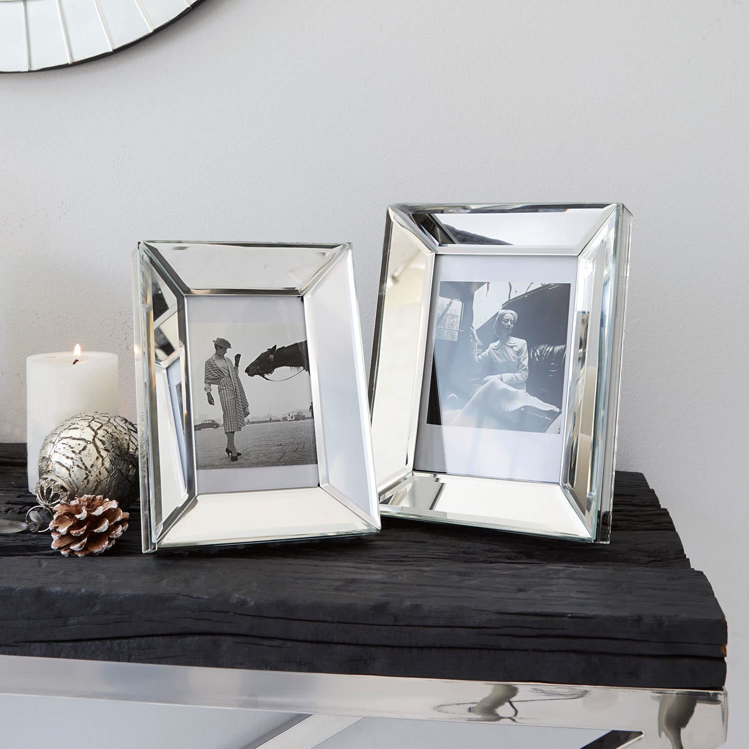 Loberon Bilderrahmen 2er Set Dominique, Silber | Zwei Größen, zum Stellen, zeitlos elegant, Wohn-Accessoires, Dekoration, MDF, Glas