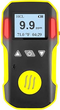Hydrogen Chloride Gas Detector HCl by Forensics | USA NIST Calibration & Certificate | USB Recharge | Sound, Light and Vibration Alarms | 0-50ppm HCl |