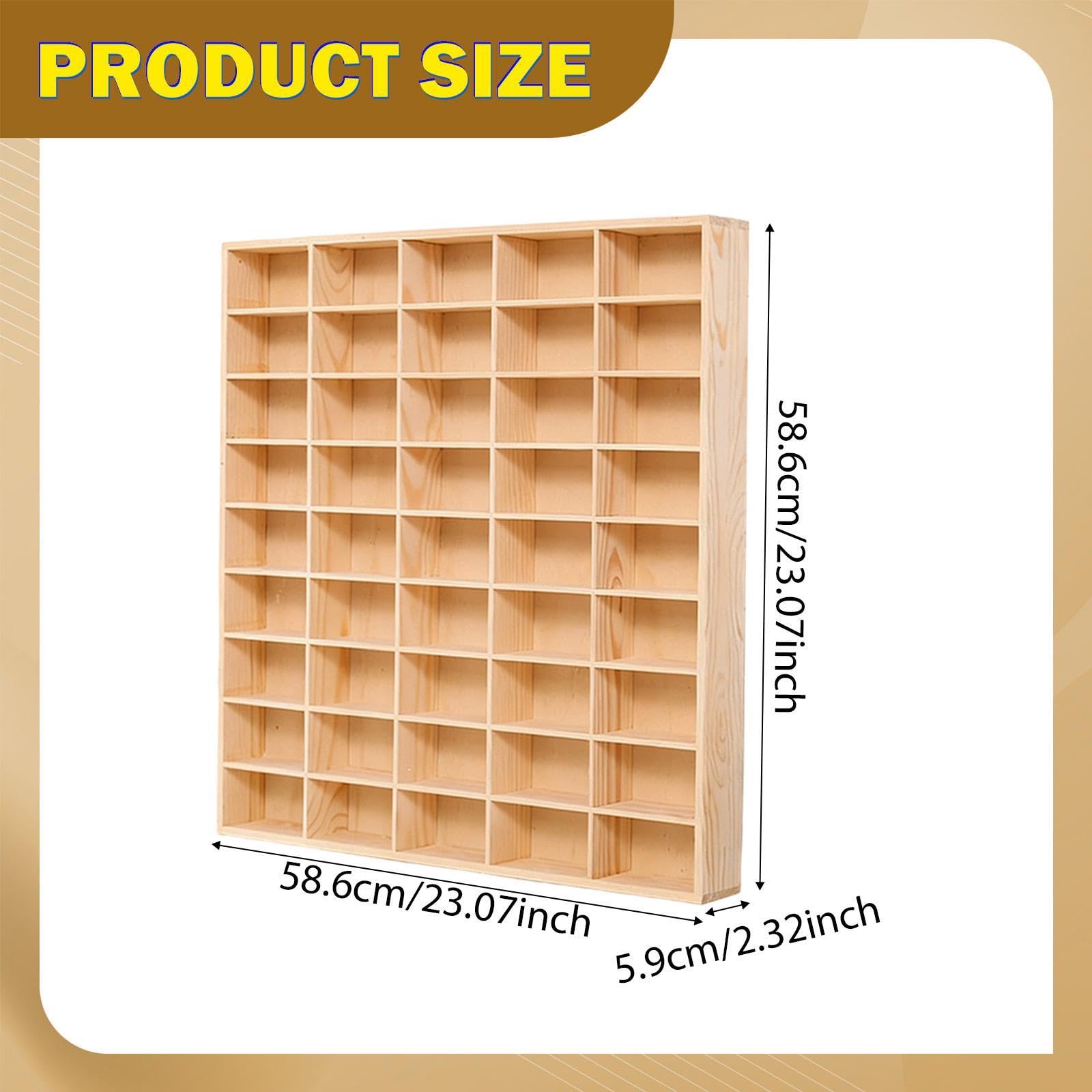 Holzregal für Modellautos mit Differenzierten Ablagen, Halterung für Actionfiguren, Miniatur Vitrinenschrank Zur Wandmontage, 58.6 cm X 58.6 cm X
