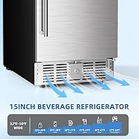 Vista 3 de Antarctic Star 15 Inch Undercounter Beverage Refrigerator, 135 Can Built-in or Freestanding Mini Fridge with Stainless Steel Door, Compact Beverage