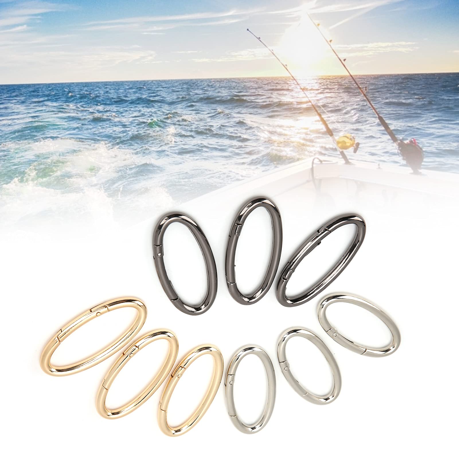 9Pcs Spring Snap Clips Molla Rotonda O Ring Anelli Ovali Moschettone Ovale Clip a Scatto per Gioielli da Borsa e Fai da Te(#3)