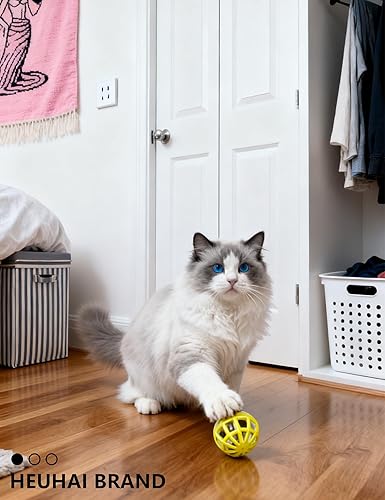 Miniatura 4 de Paquete de 6 juguetes para gatos, 4 bolas de campana + 2 bolas de felpa para gatos, diversión de juego en interiores para reducir el aburrimiento y