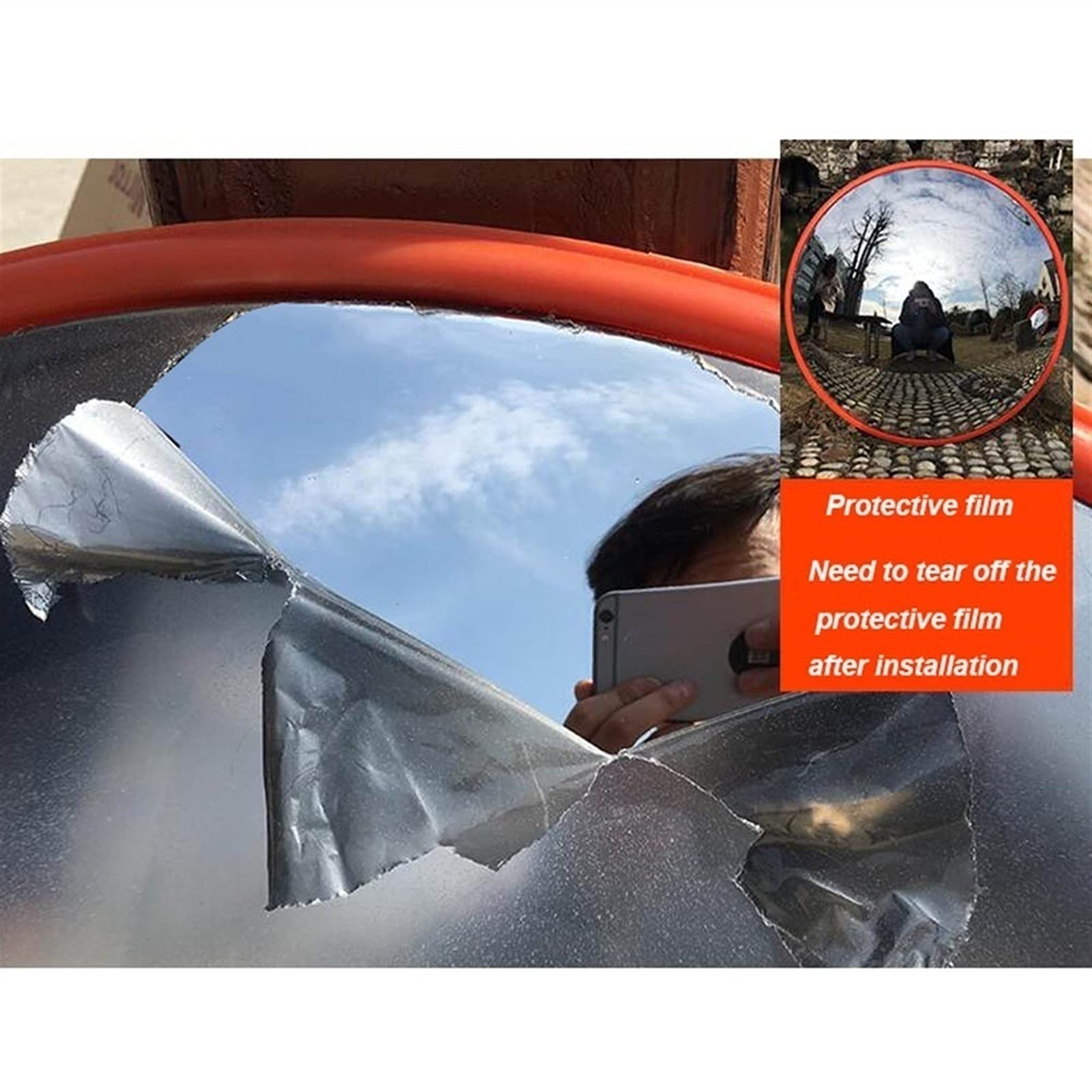 Miroir Convexe de Sécurité et Surveillance avec Support de Fxation, Miroir de signalisation Circulation, Miroir Sortie De Garage, Grand, Rouge (Size : 11.5inch-30cm)