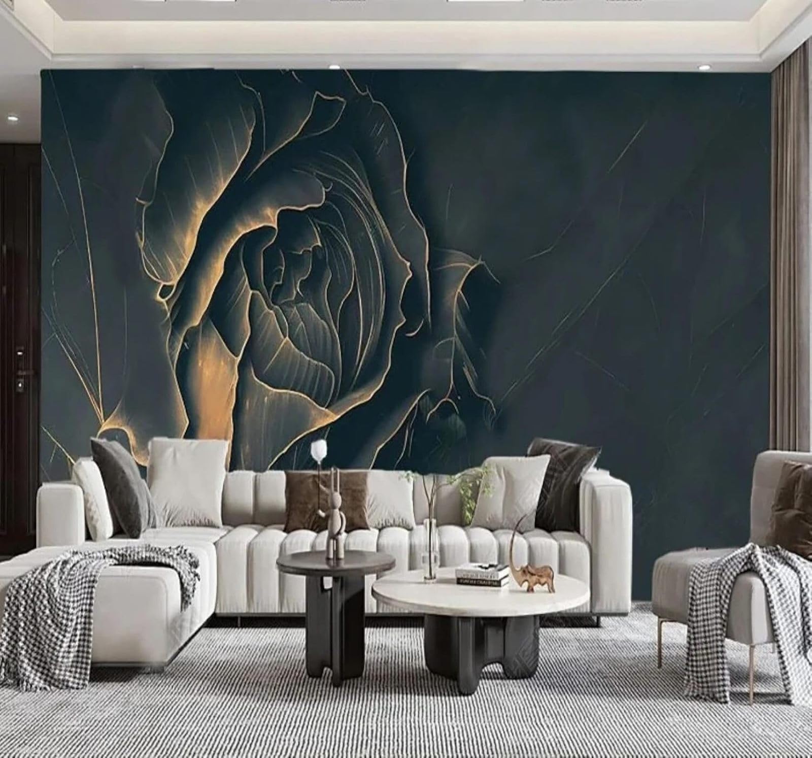 XLMING Vintage Three Dimensional Dark Roses Art 3D Wallpaper Luxury Home Dining Decor Paste Sofa Living Room The Wall for Bedroom Mural-350cm×256cm