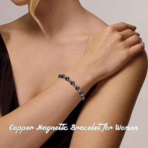 Miniatura 9 de Pulsera de cobre para hombre, pulseras magnéticas como regalo de novio, 99.9% de cobre puro con 3800 imanes Gauss, pulsera pesada para hombres,